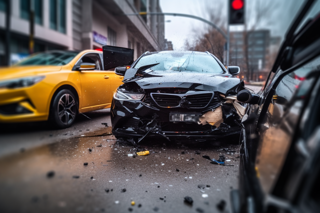 A car collision captured by a dash cam